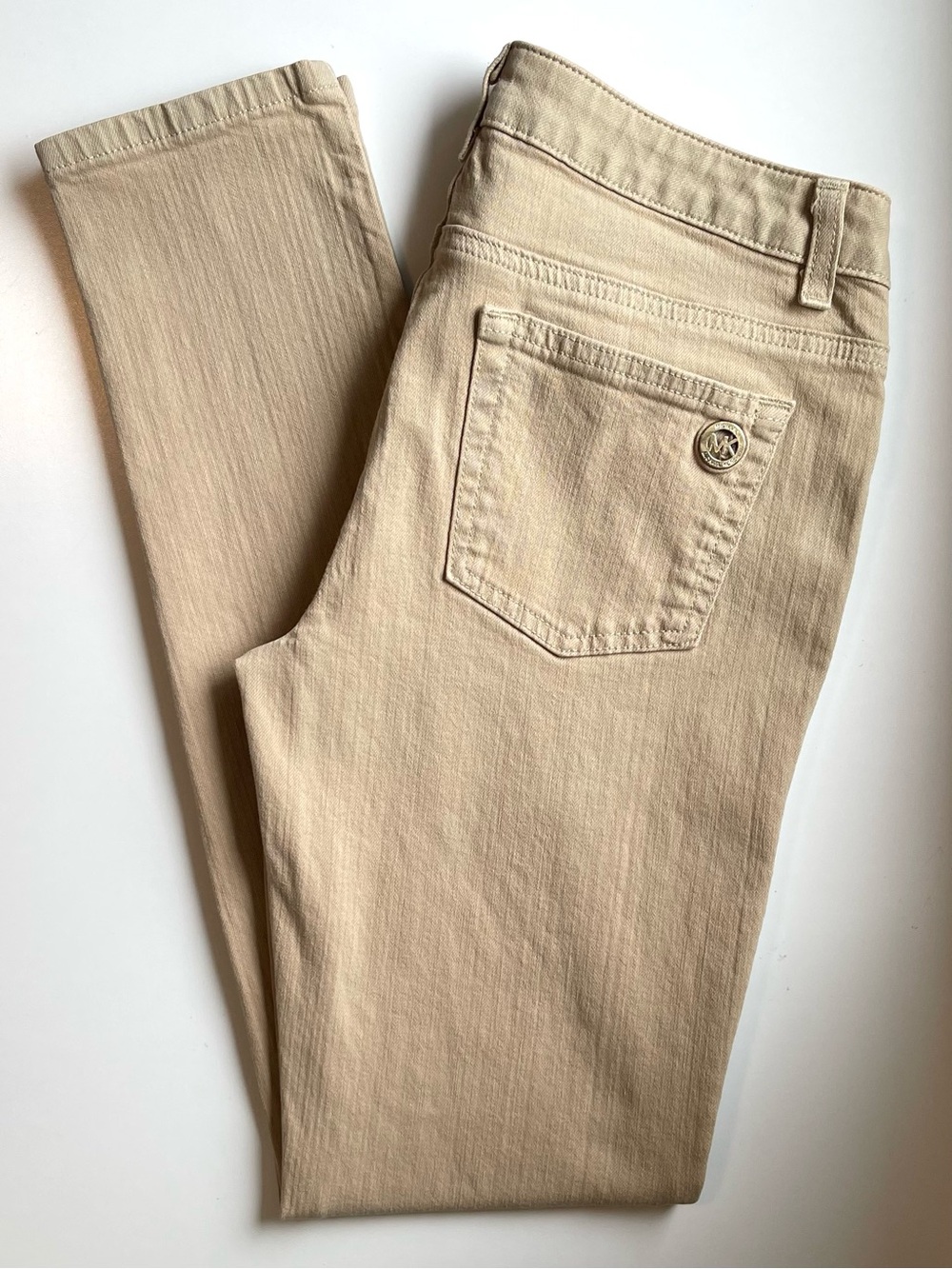 Michael Kors Skinny Jeans - Khaki & Gold Tone - Size 4
